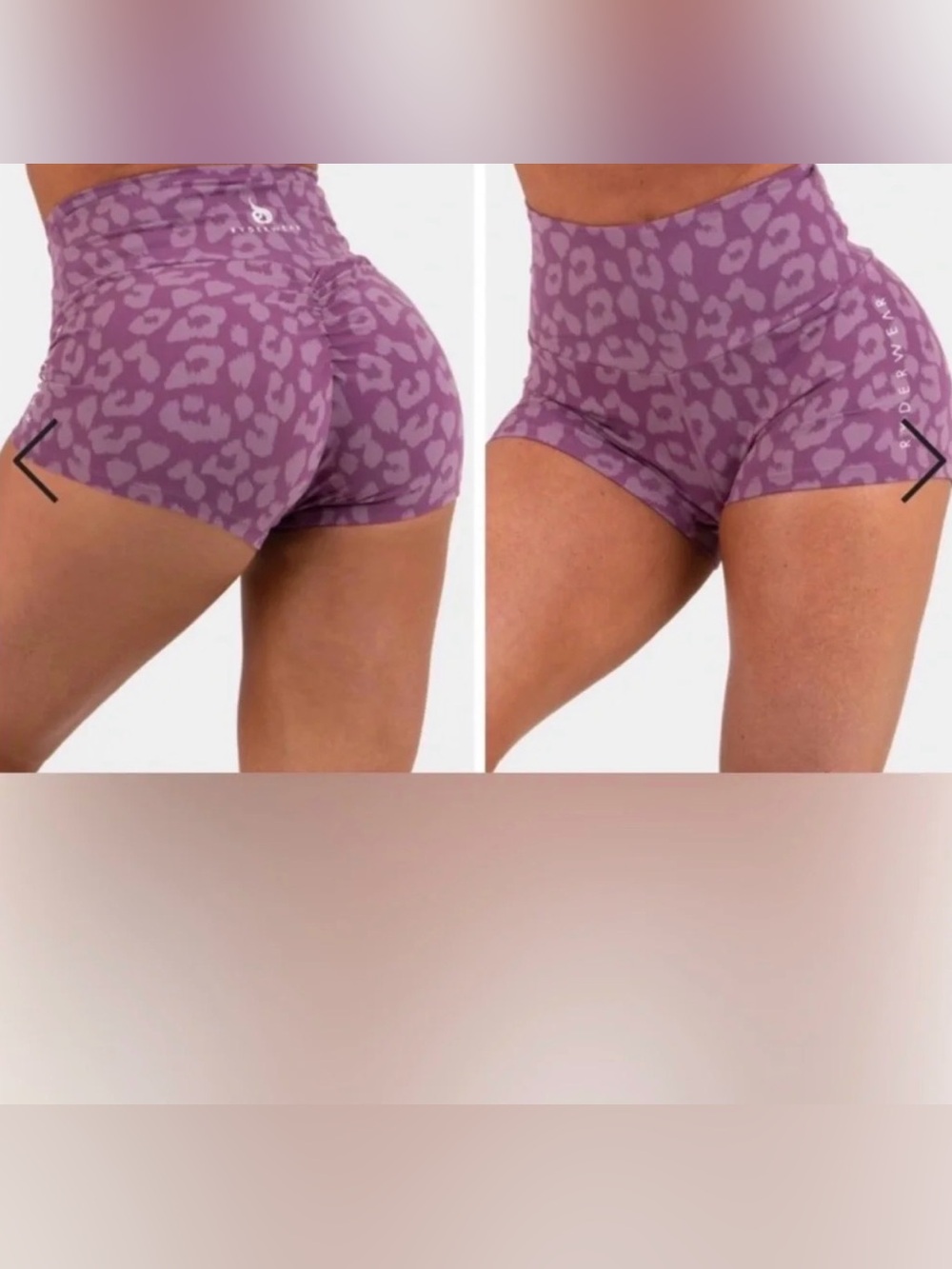 Ryderwear Scrunch Bum Shorts - Purple Leopard - High-Waist - Picture 3 of 8